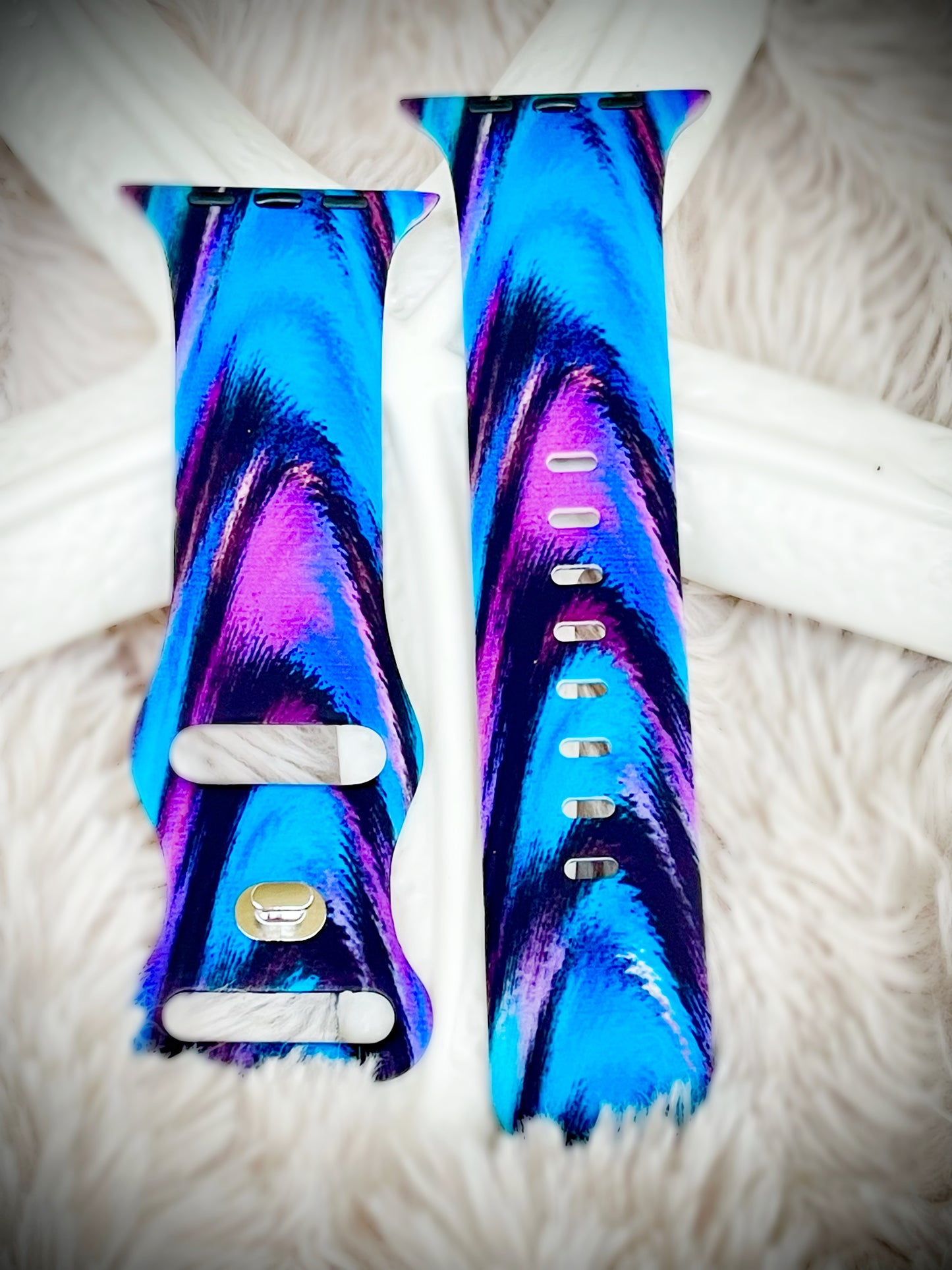 Cacha Silicone Design Band - Blue/Purple Splash