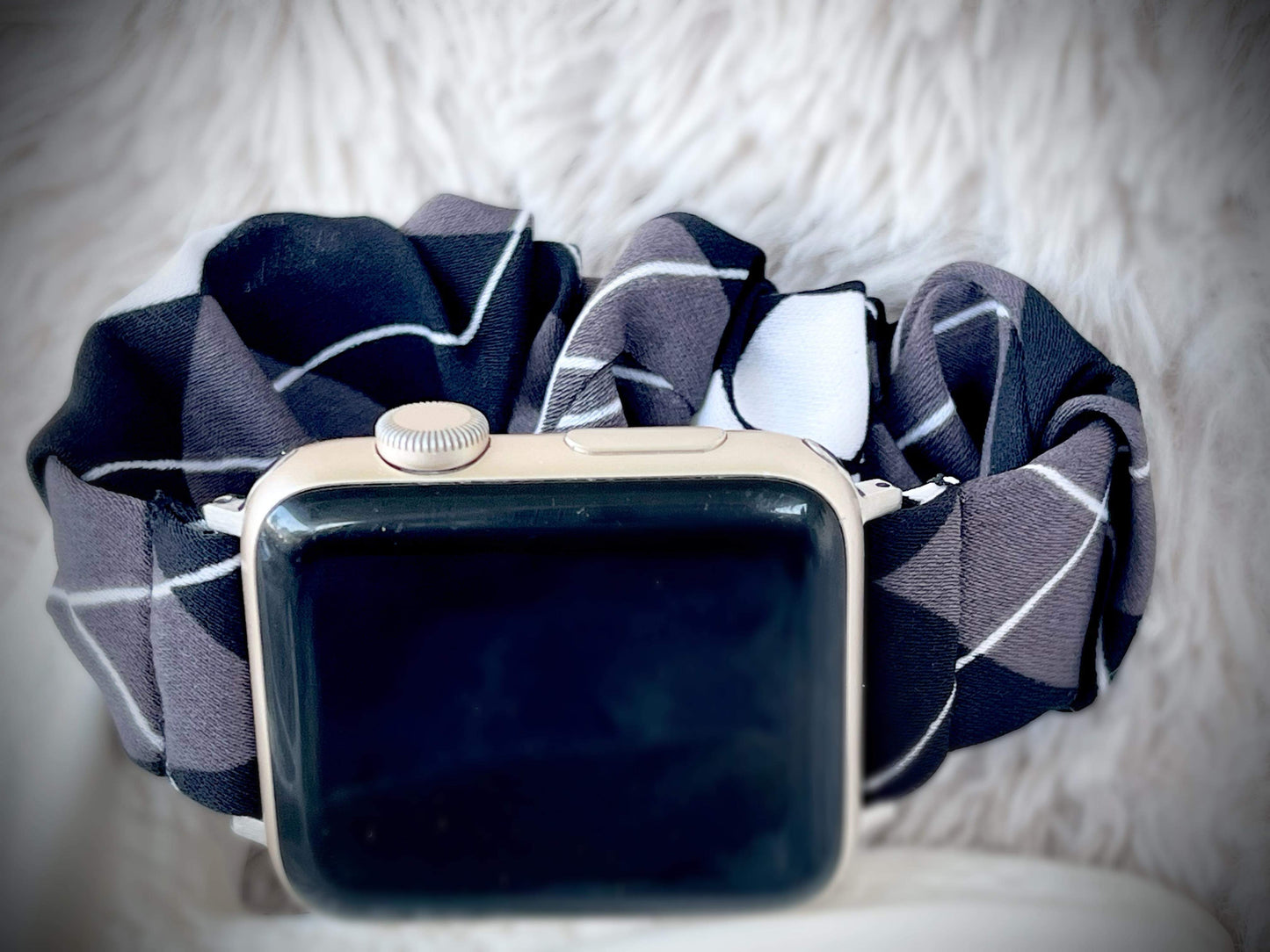 Cacha Scrunchie Band - Geometric Grey/White/Black