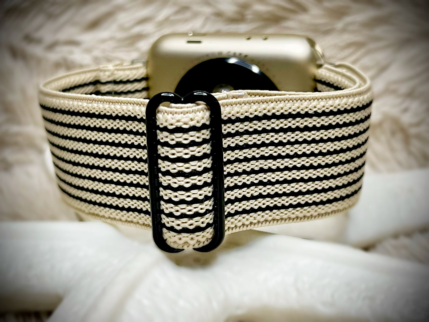 Cacha Nylon Loop Band - Tan/Black Stripe