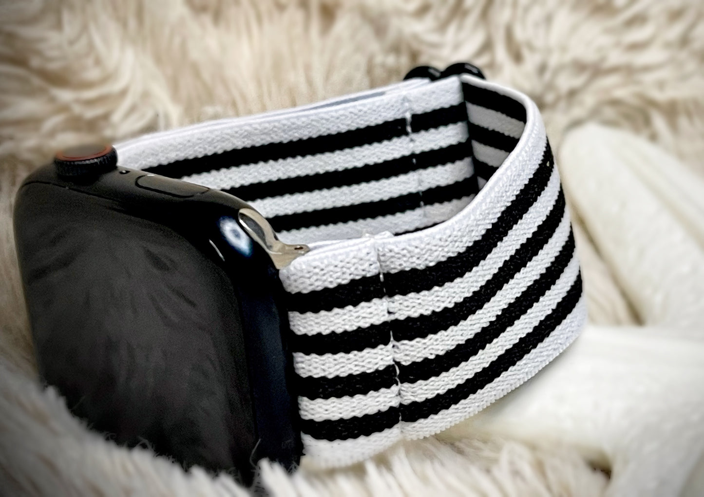Cacha Nylon Loop Band - Black/White Stripe