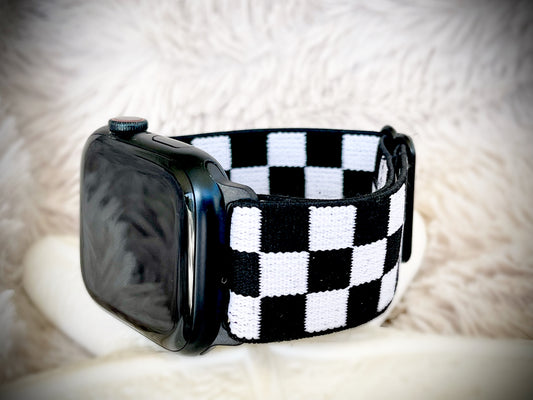 Cacha Nylon Loop Band - Check Black/White