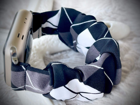 Cacha Scrunchie Band - Geometric Grey/White/Black